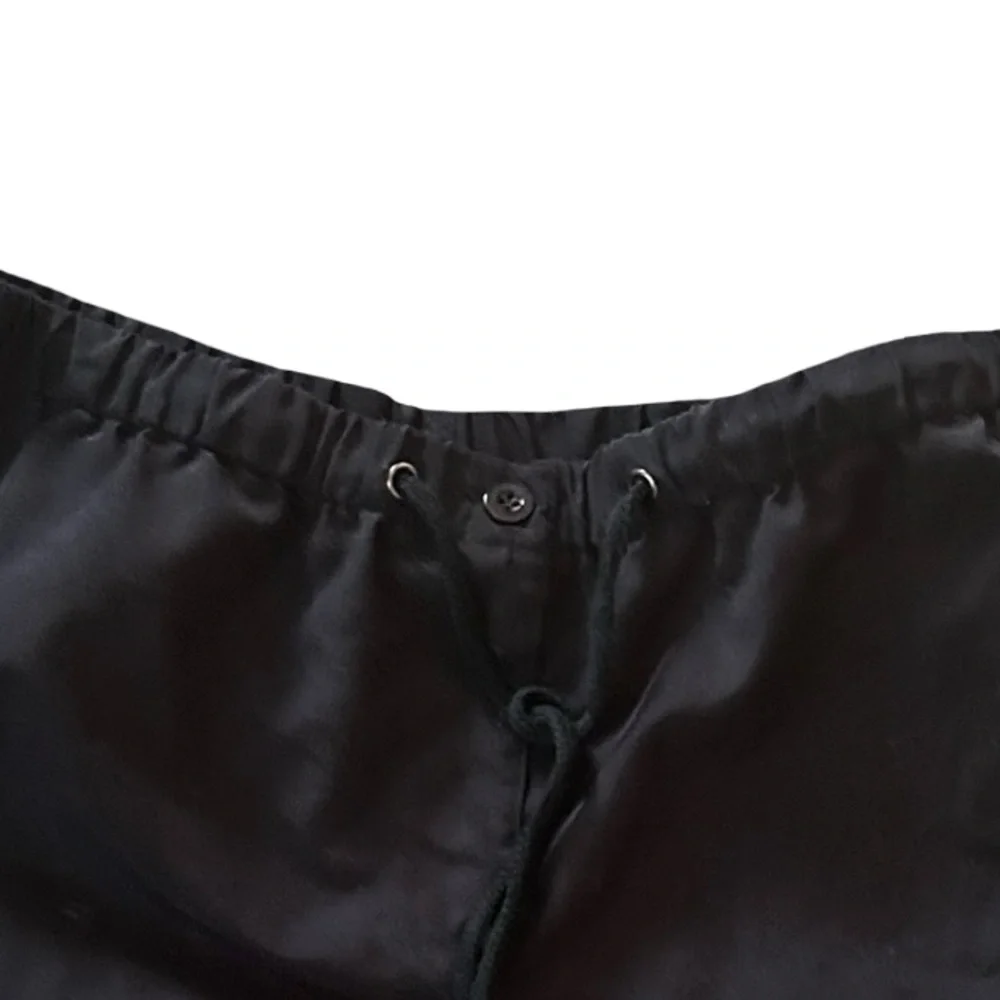 Vtg Urban Groove Black Parachute Harem Soft Straight Wide Leg Cargo Pants - Picture 7 of 13